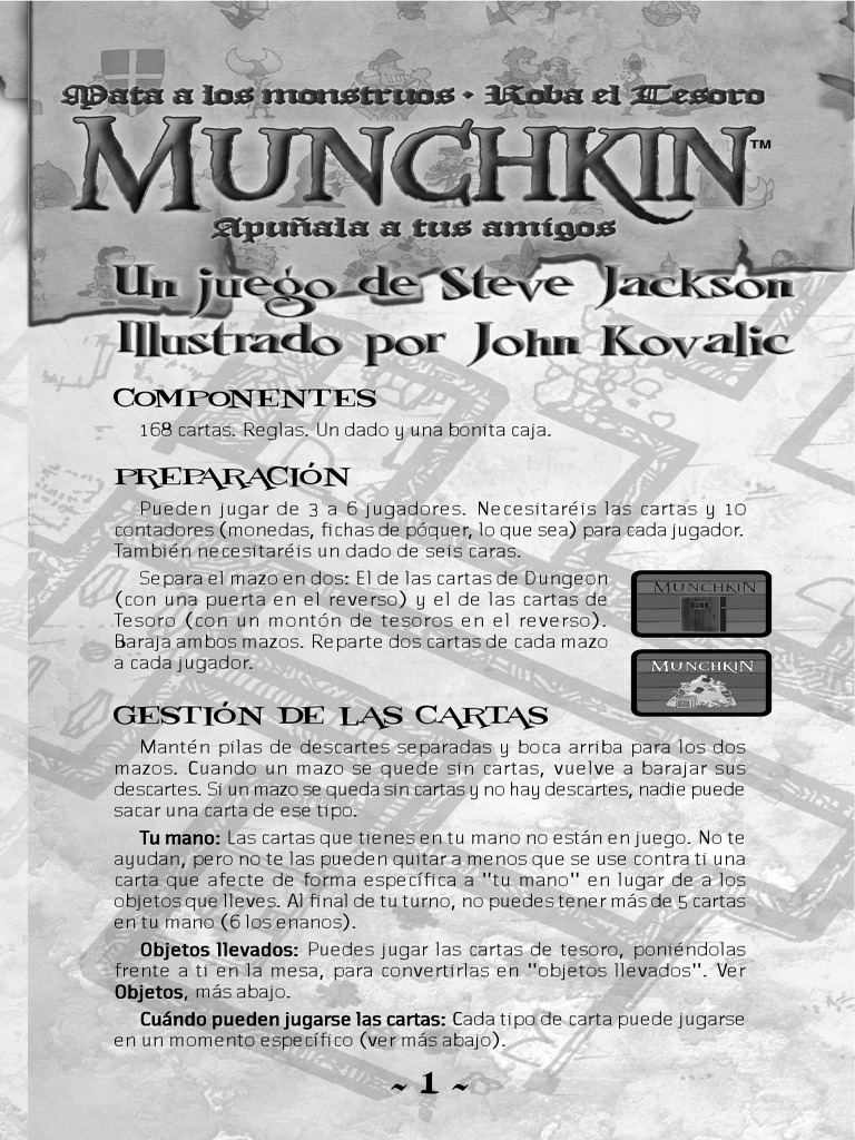 Reglas Munchkin PDF | PDF | Jugando a las cartas | Duendes