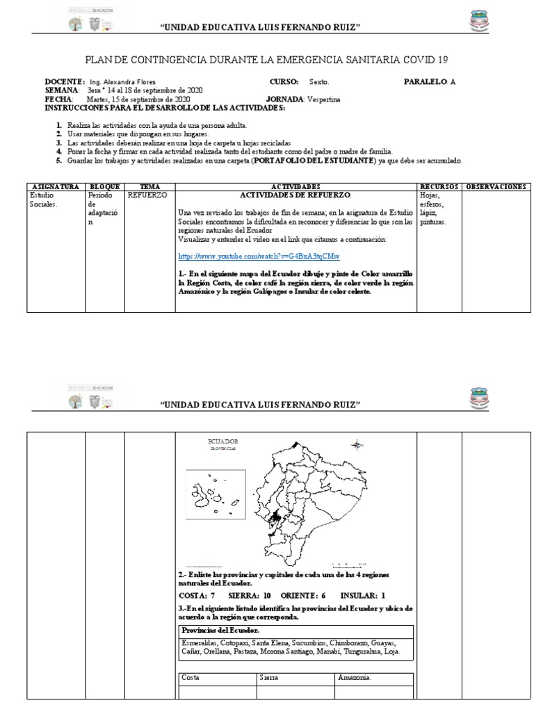 Plan de Contingencia Durante La Emergencia Sanitaria Covid 19 ...