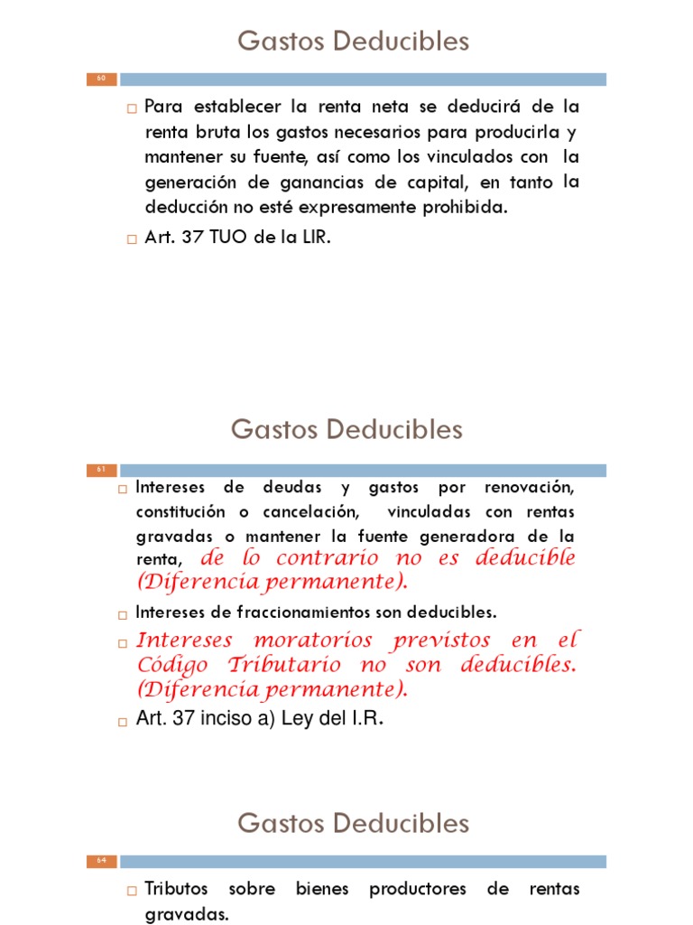 Sesion 13 - Gastos Deducibles PDF | PDF | Impuesto sobre la renta ...