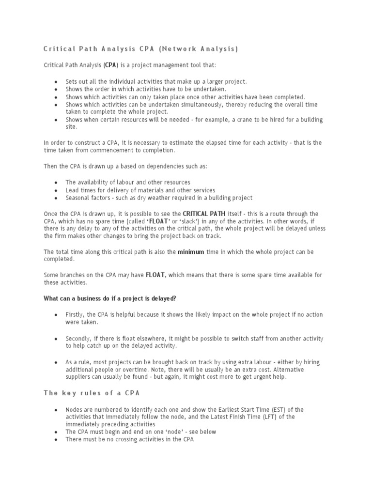 Understanding Critical Path Analysis | PDF
