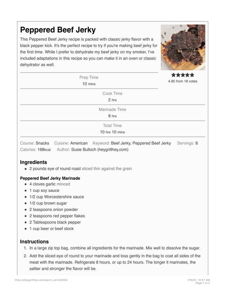 Peppered Beef Jerky Hey Grill, Hey PDF Jerky Curing (Food