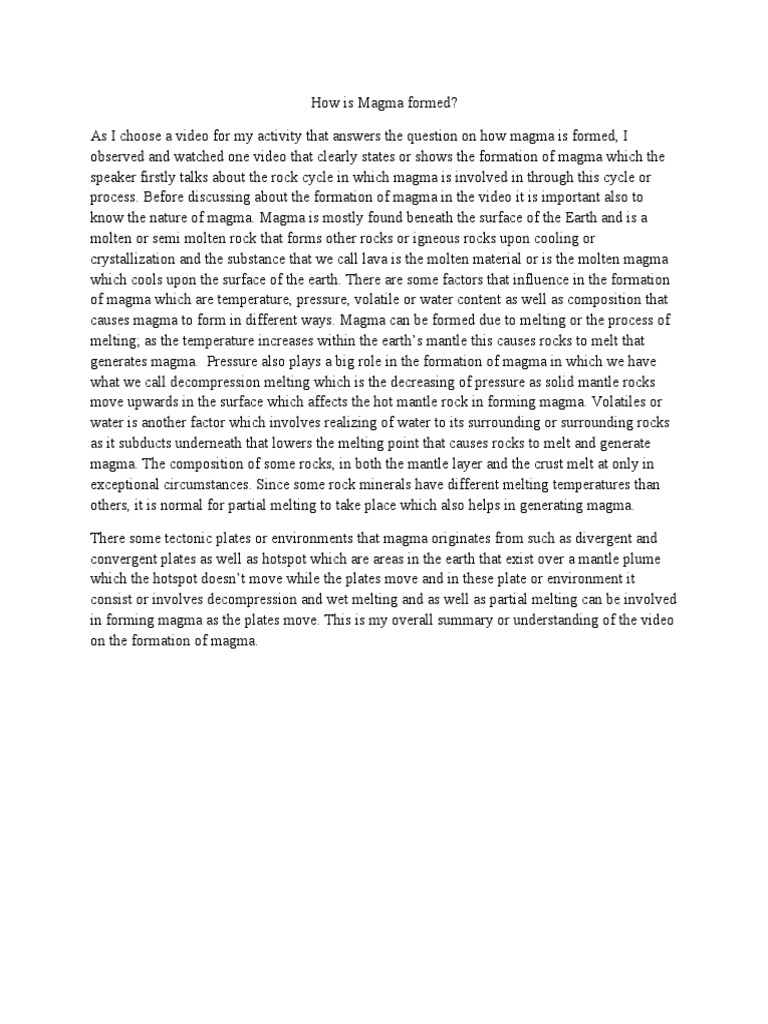 How Is Magma Formed | Download Free PDF | Magma | Igneous Rock