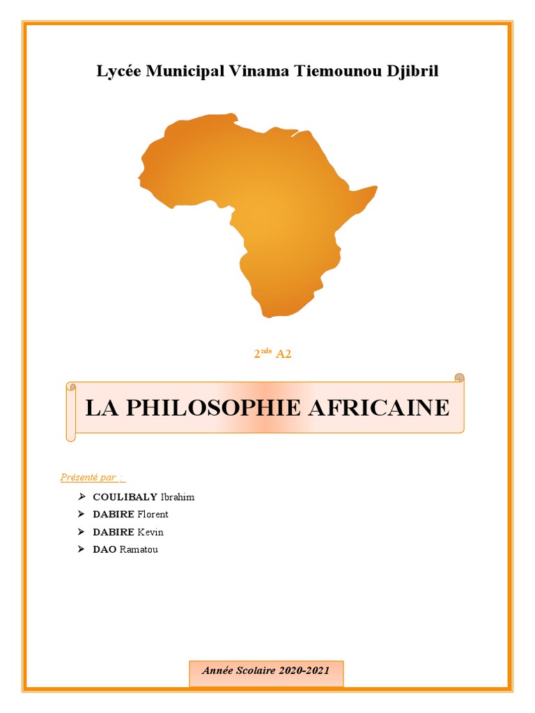 Expose La Philosophie Africaine Pdf Nous Afrocentrisme