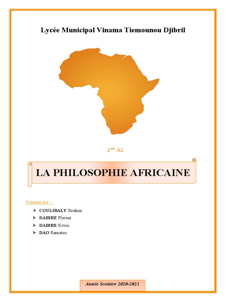 dissertation sur la philosophie africaine