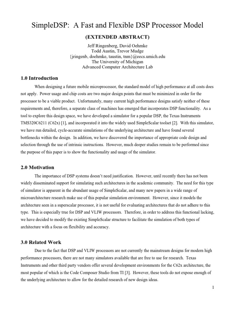 SimpleDSP: Efficient DSP Simulation Model | PDF | Digital Signal ...