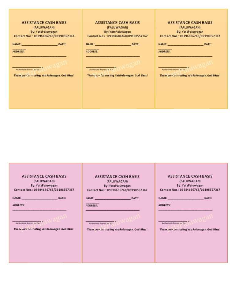 Assistance Cash Basis Form - YatsPaluwagan | PDF