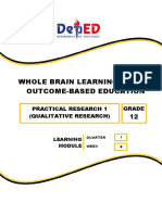 Whole Brain Learning System Outcome-Based Education: Grade Practical Research 1 (Qualitative Research)