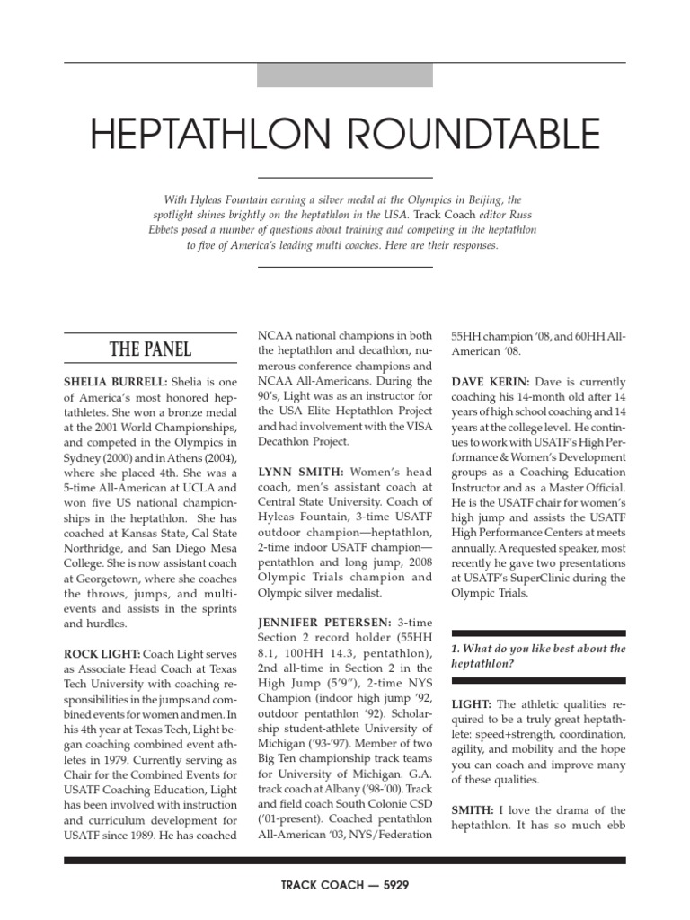 Heptathlon Round Table PDF Track And Field Weight Training