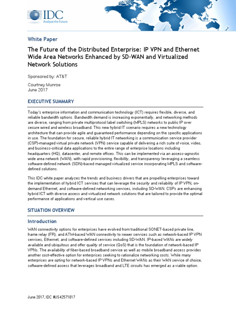 Att Ipvpn Ethernet Distributed Enterprise White Paper | PDF | Virtual ...