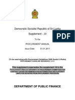 Democratic Socialist Republic of Sri Lanka Supplement - 20: Department of Public Finance