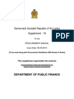 Democratic Socialist Republic of Sri Lanka Supplement - 19: Department of Public Finance