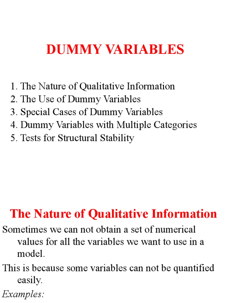 3.dummy Variables PDF Dummy Variable (Statistics) Statistical