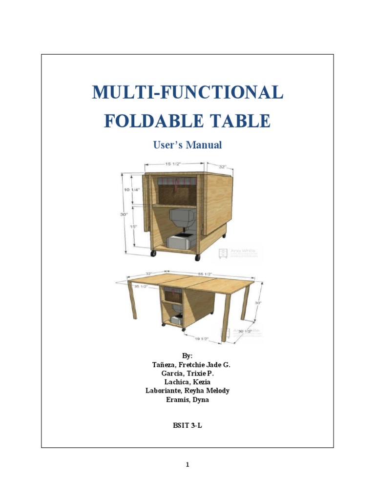 Multi-Functional Foldable Table: User's Manual | PDF | Clothing | Science