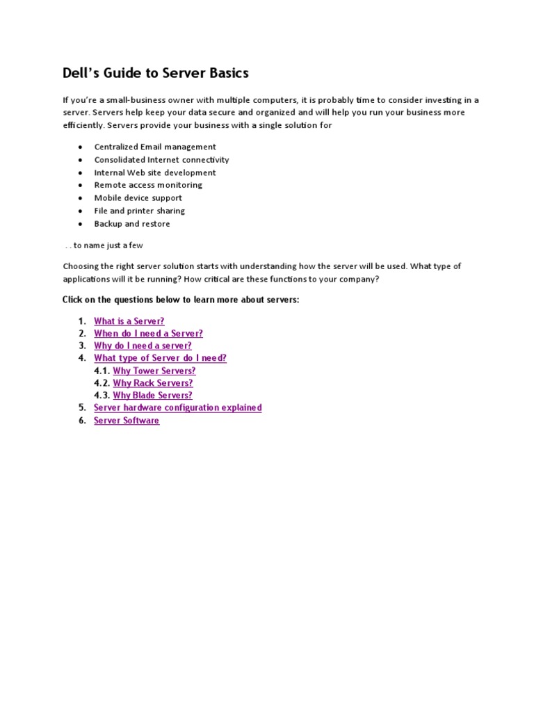 Dell's Guide To Server Basics: Click On The Questions Below To Learn ...