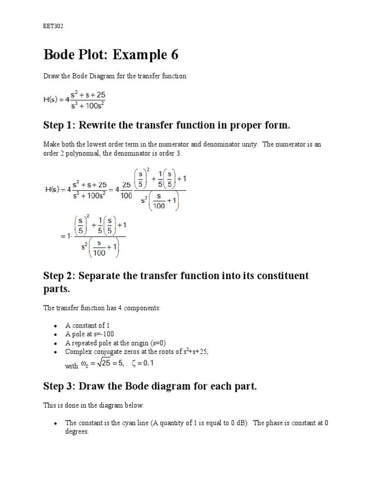 Bode Plot: Example 6: Step 1: Rewrite The Transfer Function in Proper ...