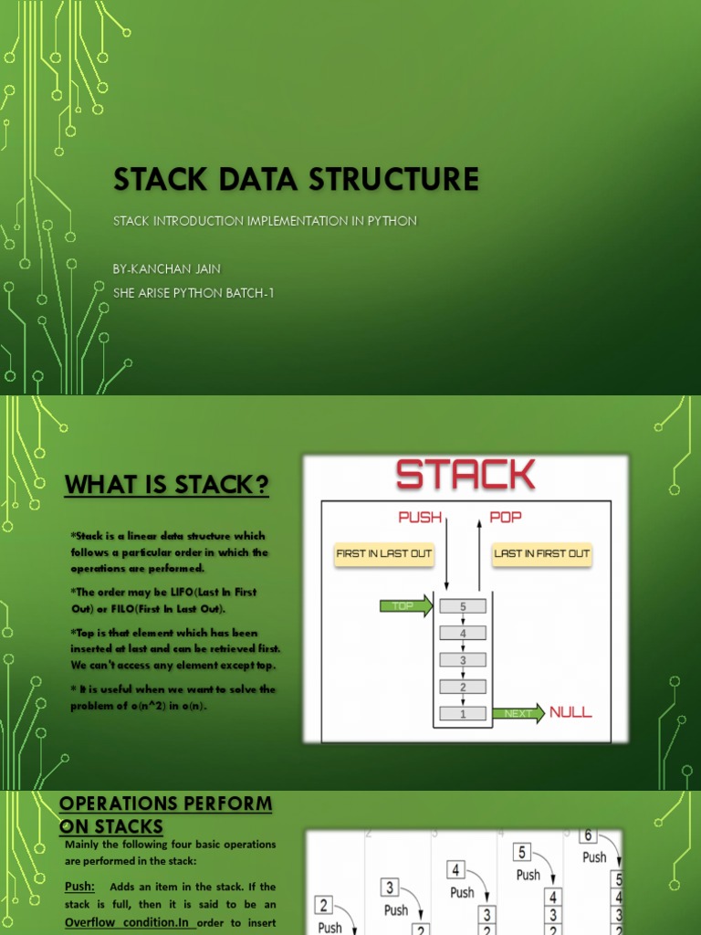 Stack Data Structure: Stack Introduction Implementation in Python | PDF