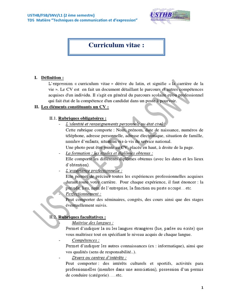 Élaboration d'un CV efficace | PDF | Programme d'enseignement | Science
