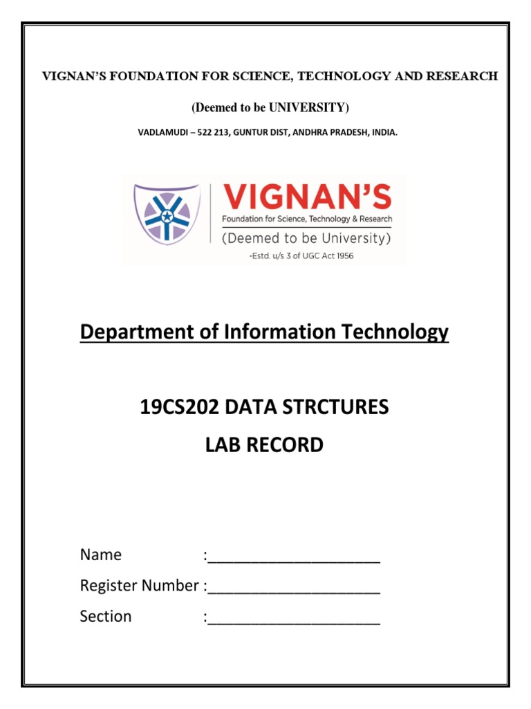 Data Structures Lab Record for B.Tech | PDF | Queue (Abstract Data Type ...