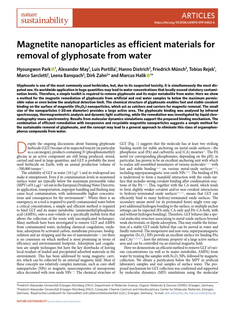 Magnetite Nanoparticles As Efficient Materials For Removal of ...
