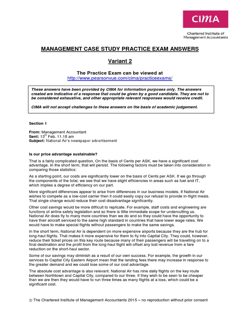 Management Case Study Tutorial Model Answers Variant 2 | PDF | Low Cost ...