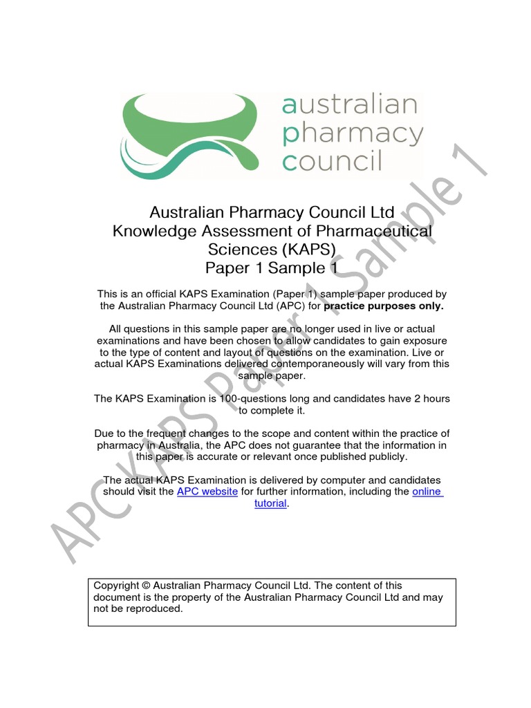 KAPS Paper 1 Sample 1 PDF | PDF | Isomer | Neurotransmitter