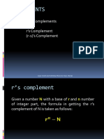 Complements: 2 Types of Complements R's Complement (r-1) 'S Complement