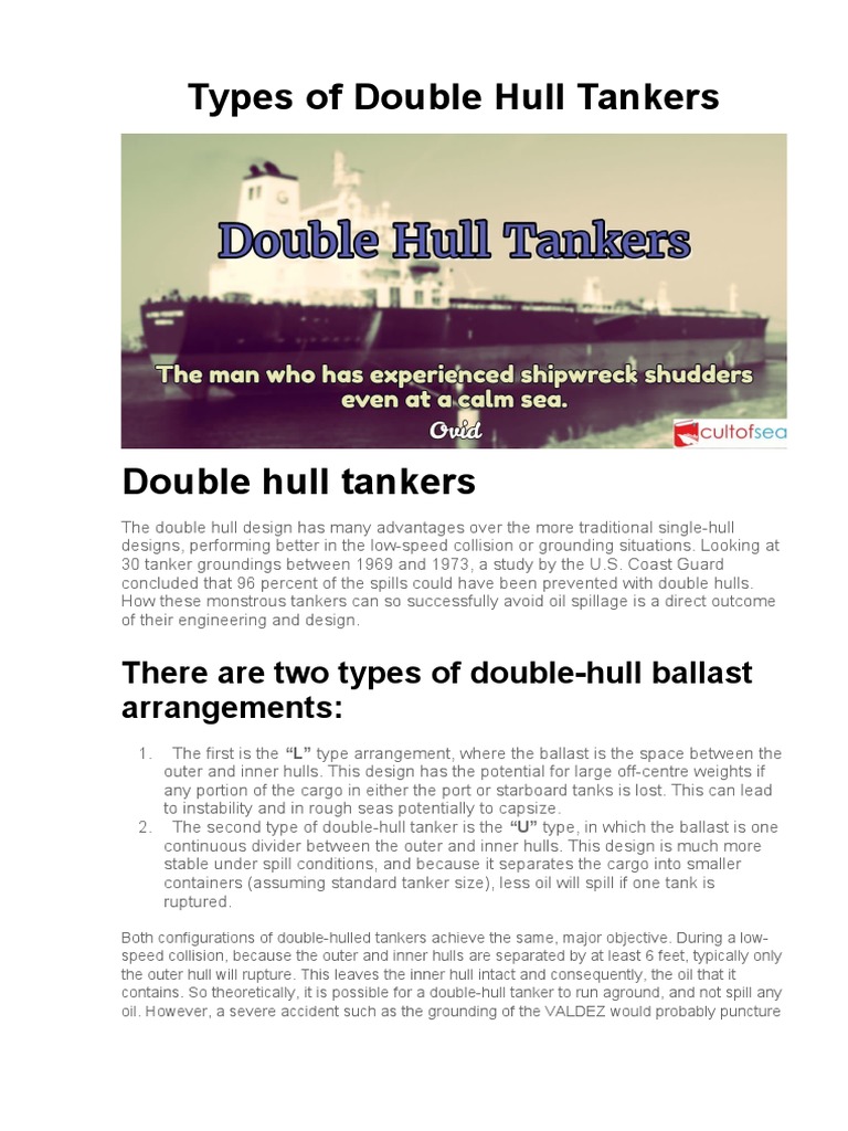 Types of Double Hull Tankers PDF Oil Tanker Oil Spill