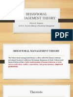 Behavioral Management Theory: Melissa B. Bangayan DOE 04-Decision Making in Educational Management