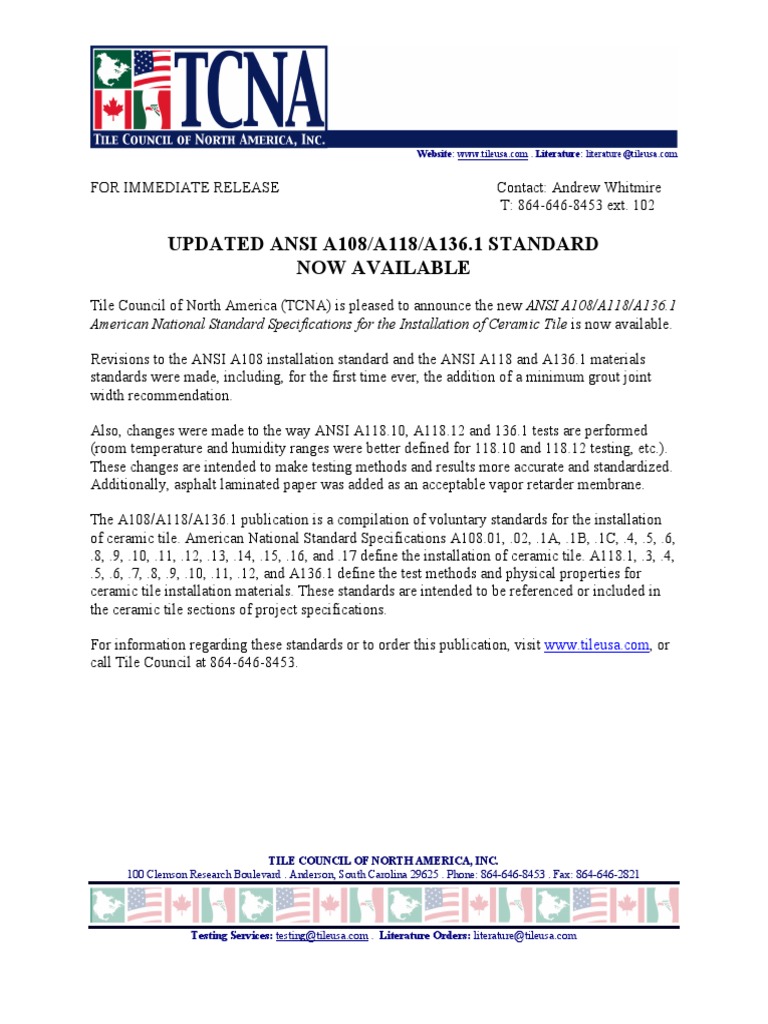 Updated ansi a108 a118 a136 1 standard now available pdf