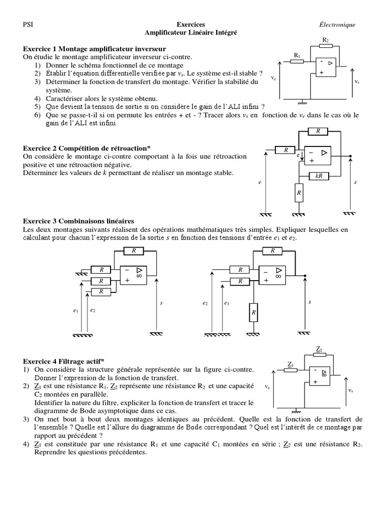 Dans Le Schema Ci contre Deux Ensembles Correspondants A Deux Aop454 Szrie | PDF | Amplificateur électronique | Filtre (électronique)