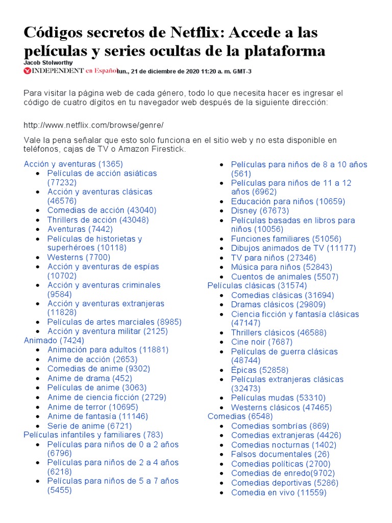 Netflix revela códigos secretos para ver su contenido oculto