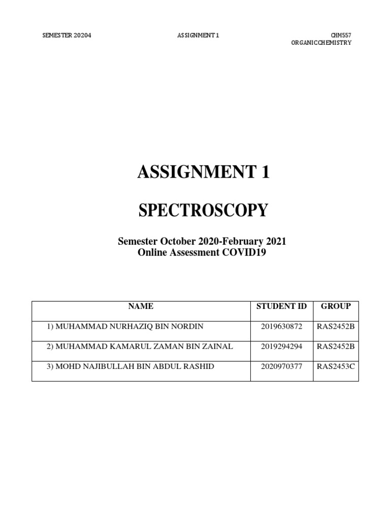 Assignment 1 CHM557 | PDF | Proton Nuclear Magnetic Resonance | Ketone