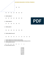 Find The Following Measures of Central Tendency