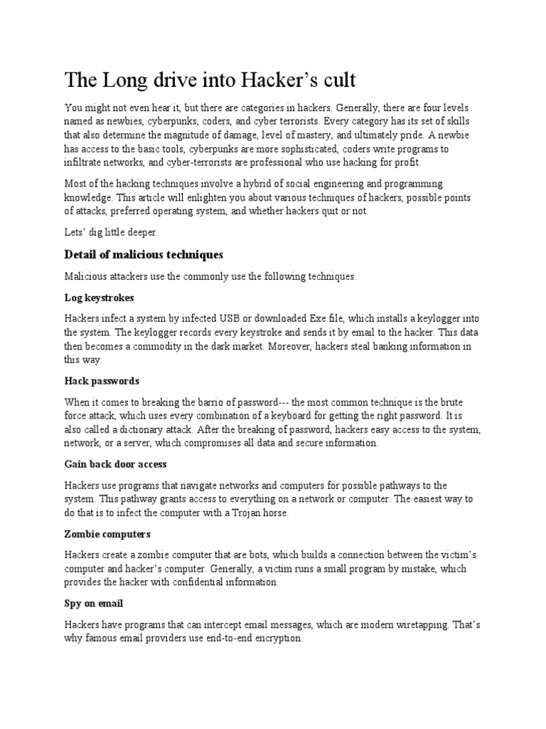 Understanding Hacker Categories and Techniques | PDF | Security Hacker ...