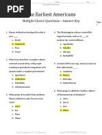 Earliest Americans Multiple Choice Questions Worksheet Answer Key