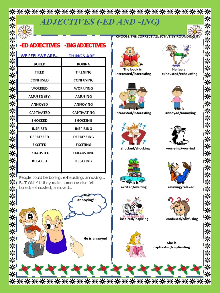 Ed and Ing Adjectives Worksheet | PDF | Language Arts & Discipline | Art