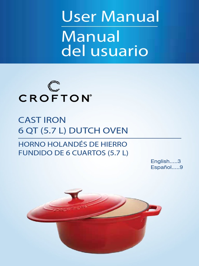 10.24.18 Crofton Cast Iron 6 Qt. Dutch Oven User Manual Red PDF