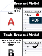 Think, Draw and Write!: Make A List of Words That Begin With The Letter