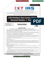 CSE (Prelims) Test Series-2019 General Studies - Test-4