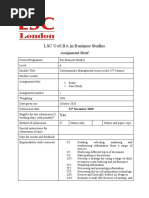 LSC Uos Ba in Business Studies: Assignment Brief