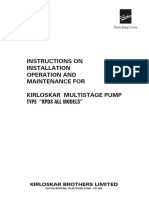 Instructions On Installation Operation and Maintenance For Kirloskar Multistage Pump
