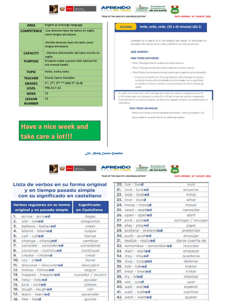 Cómo Se Escribe 39 En Inglés Lesson 12 English 1st, 2nd, 3rd, 4th and 5th-Miss Sherly. | PDF