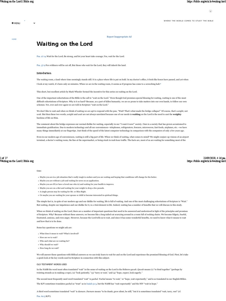 Waiting On The Lord PDF Covenant (Biblical) Meaning Of Life