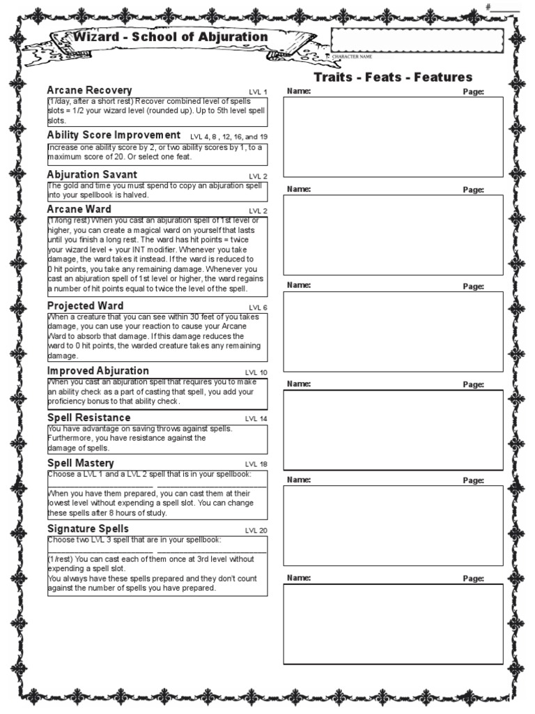 Abjuration Wizard Features and Spells | PDF | Dungeons & Dragons | Role ...