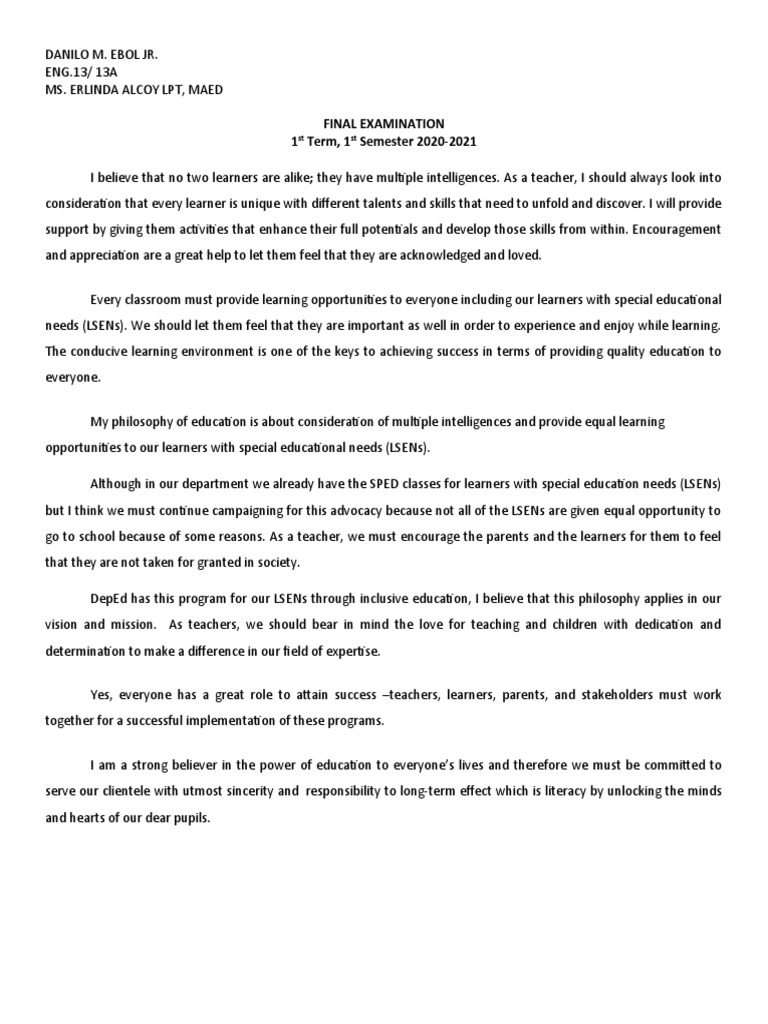 Philosophy of Inclusive Education | PDF