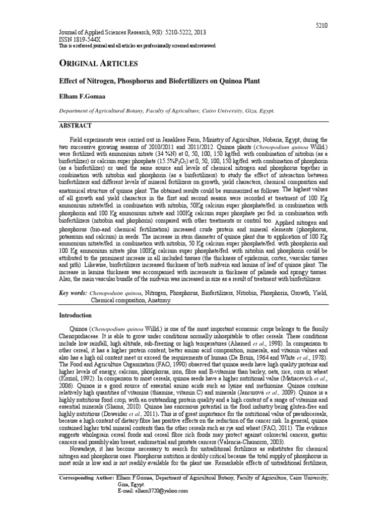 Fertilizer PDF PDF Quinoa Fertilizer