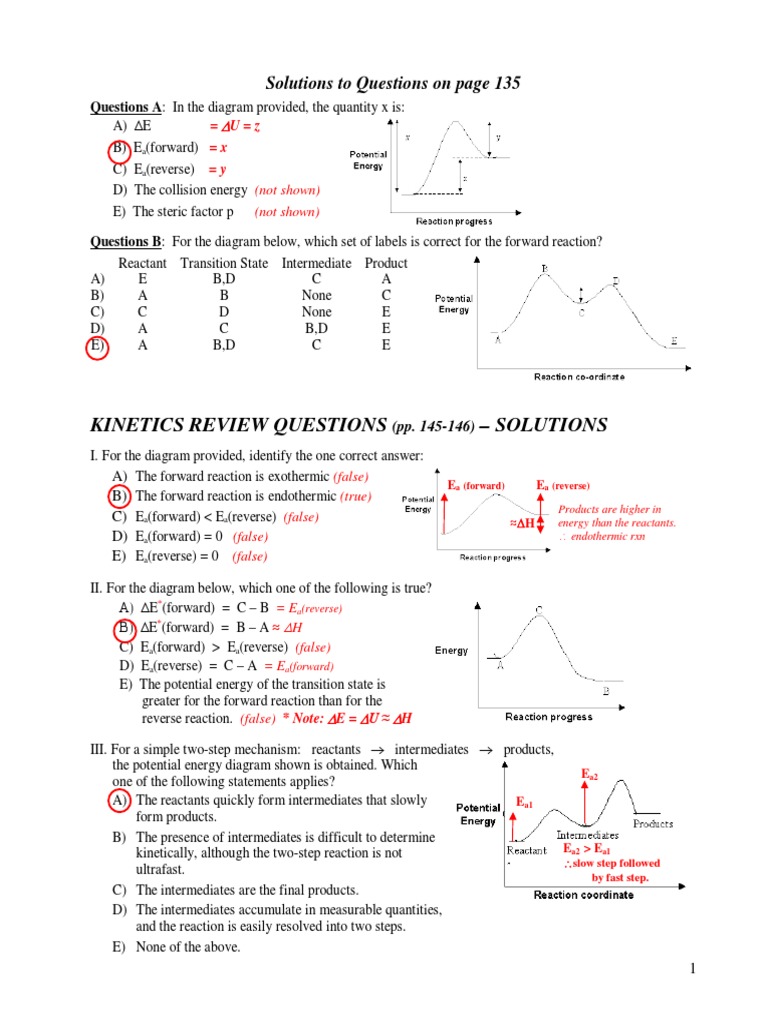 Review Questions Solutions PDF Reaction Rate Chemical
