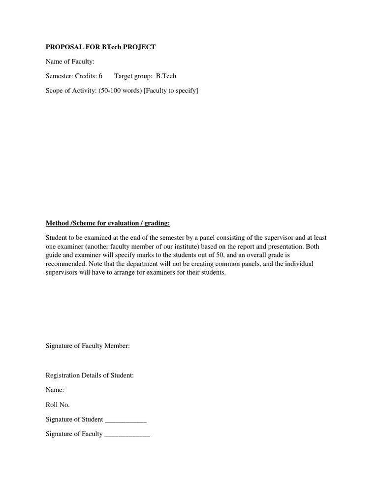 BTech Project Proposal Guidelines | PDF
