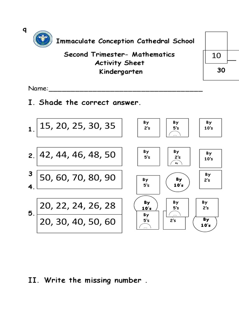 Kindergarten Math Activity Sheets | PDF | Teaching Mathematics | Science
