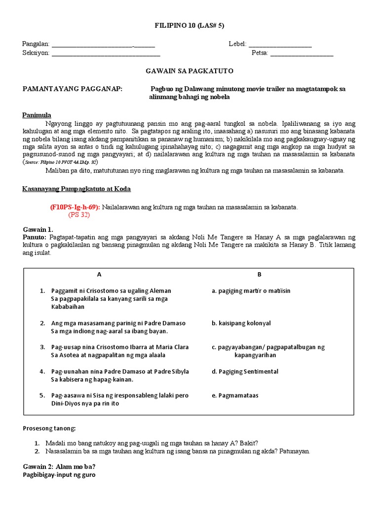 Filipino 10 Las 5 Mace PDF